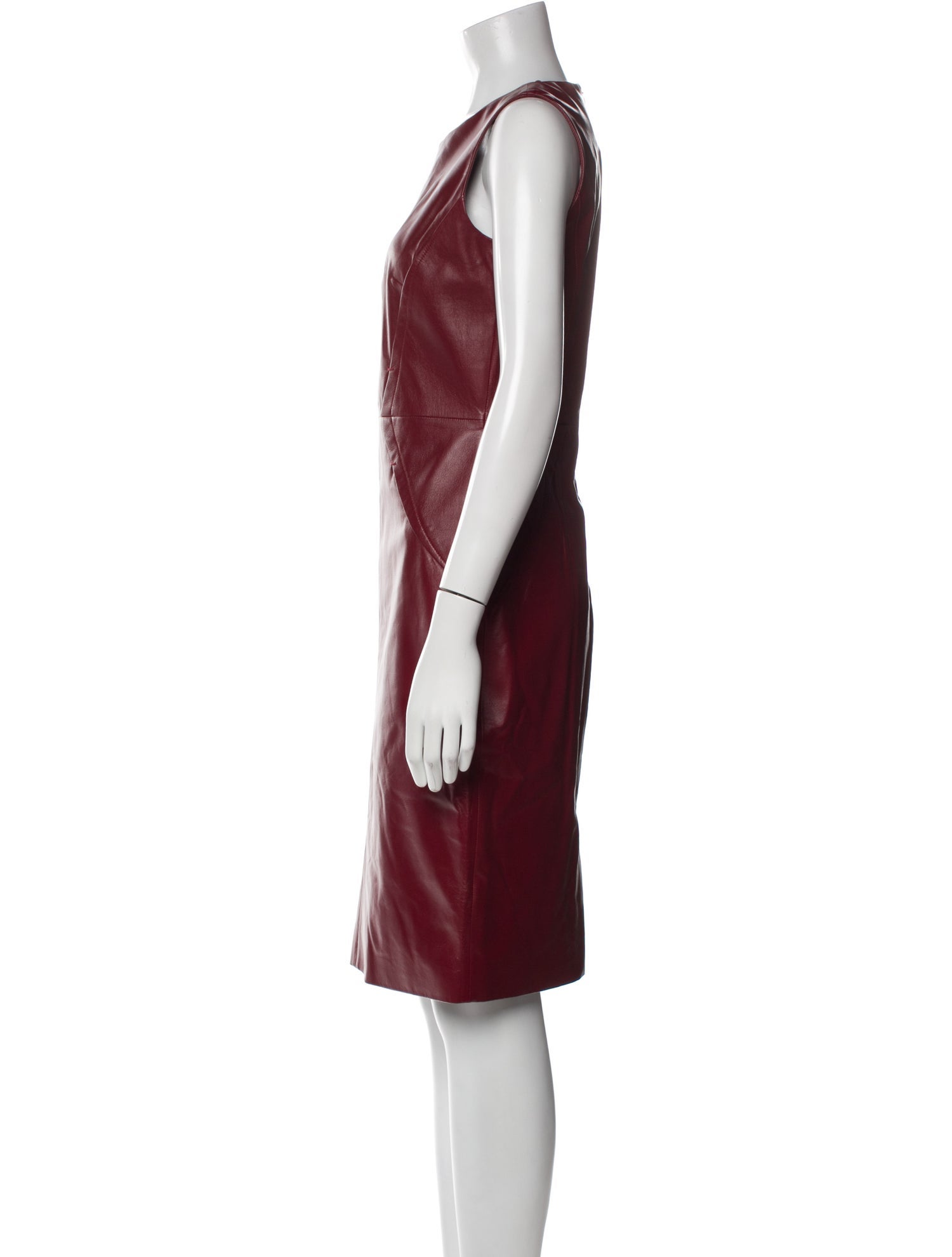 Paule Ka Lamb Leather Knee-Length Dress