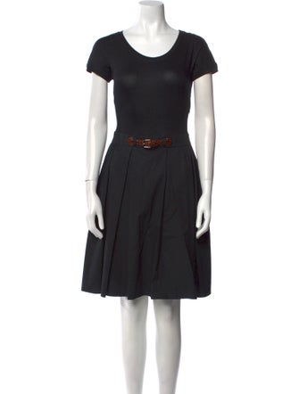 Paule Ka Scoop Neck Knee-Length Dress