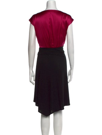 Paule Ka Colorblock Pattern Knee-Length Dress