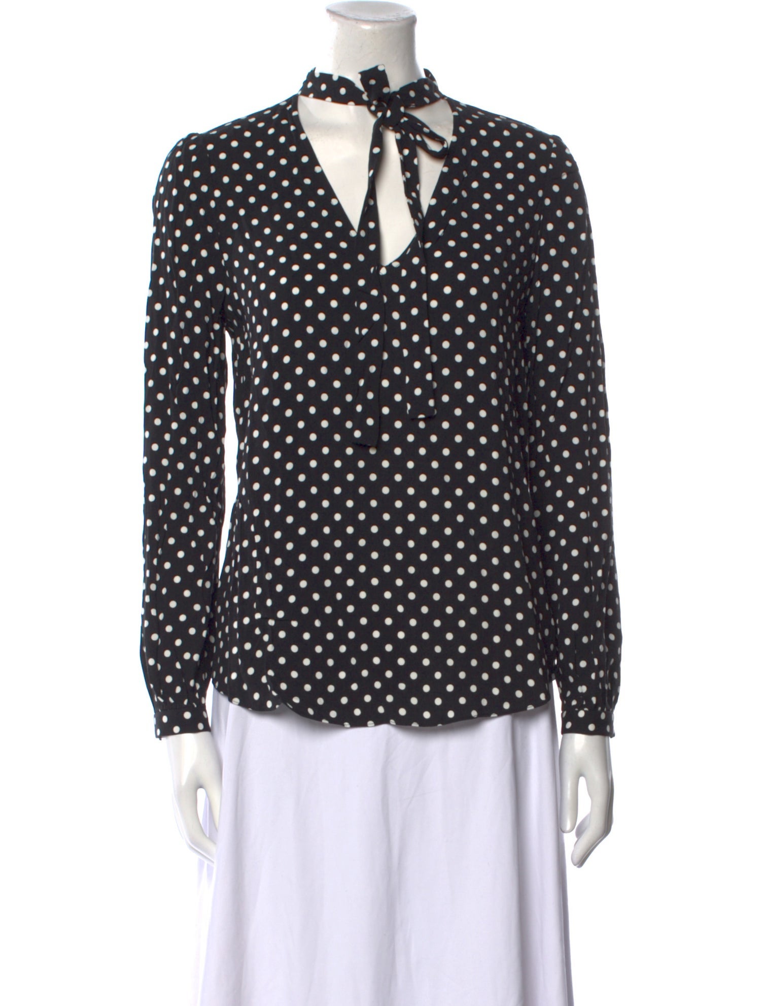 Paule Ka Polka Dot Print Tie Neck Blouse
