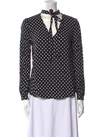 Paule Ka Polka Dot Print Tie Neck Blouse