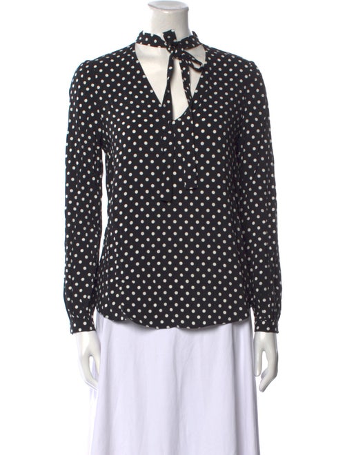 Paule Ka Polka Dot Print Tie Neck Blouse