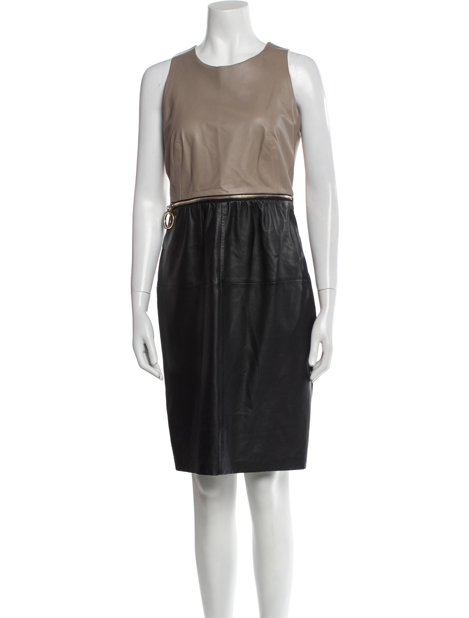 Paule Ka Lambskin Knee-Length Dress