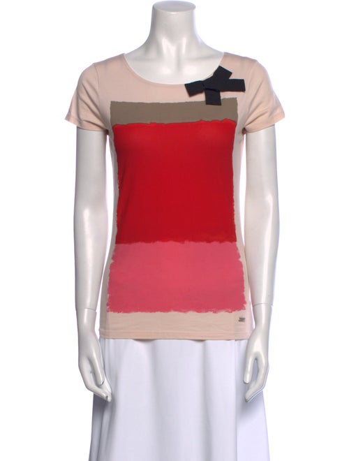 Paule Ka Colorblock Pattern Scoop Neck T-Shirt
