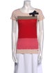 Paule Ka Colorblock Pattern Scoop Neck T-Shirt