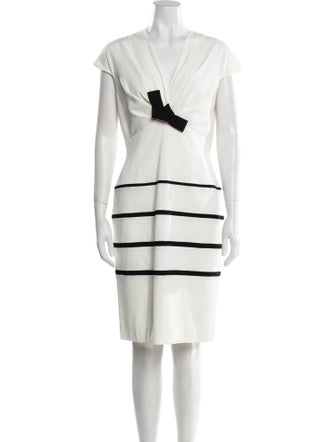 Paule Ka V-Neck Knee-Length Dress