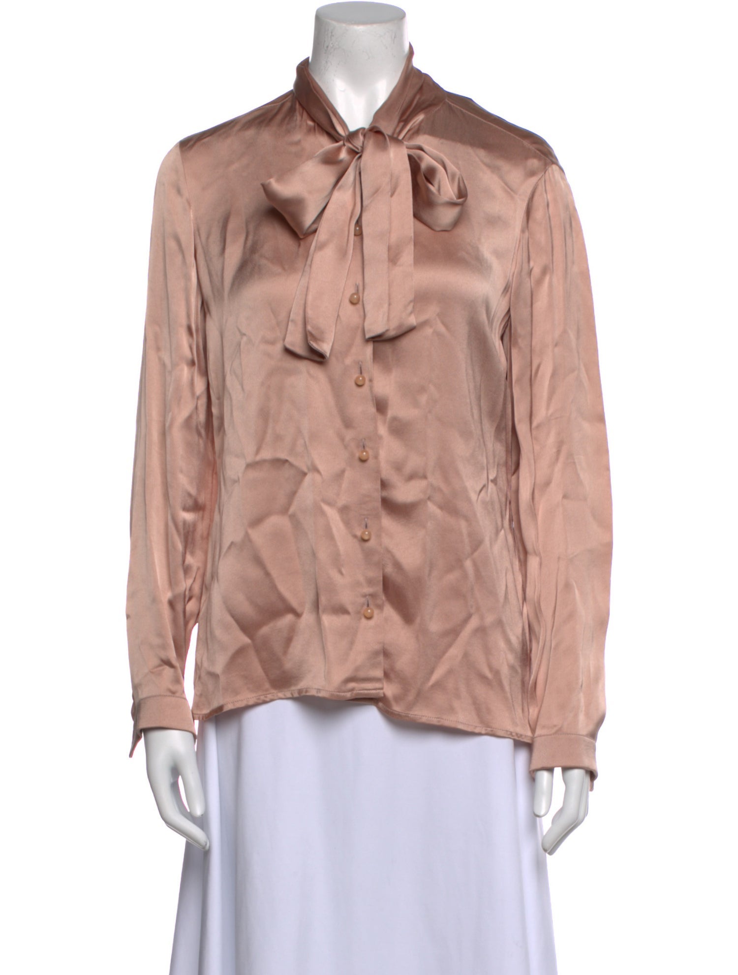 Paule Ka Tie Neck Long Sleeve Button-Up Top