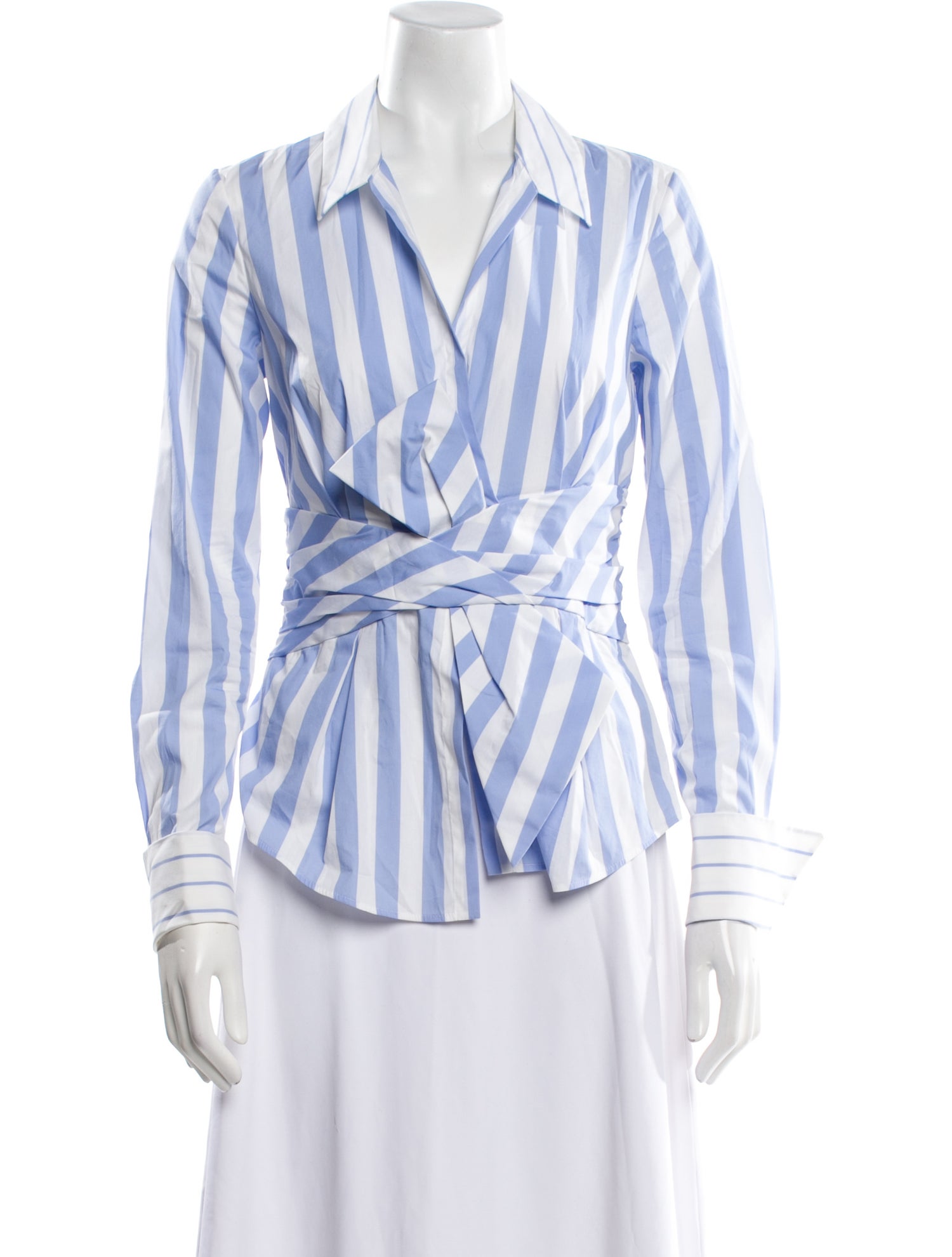 Paule Ka Striped Long Sleeve Button-Up Top