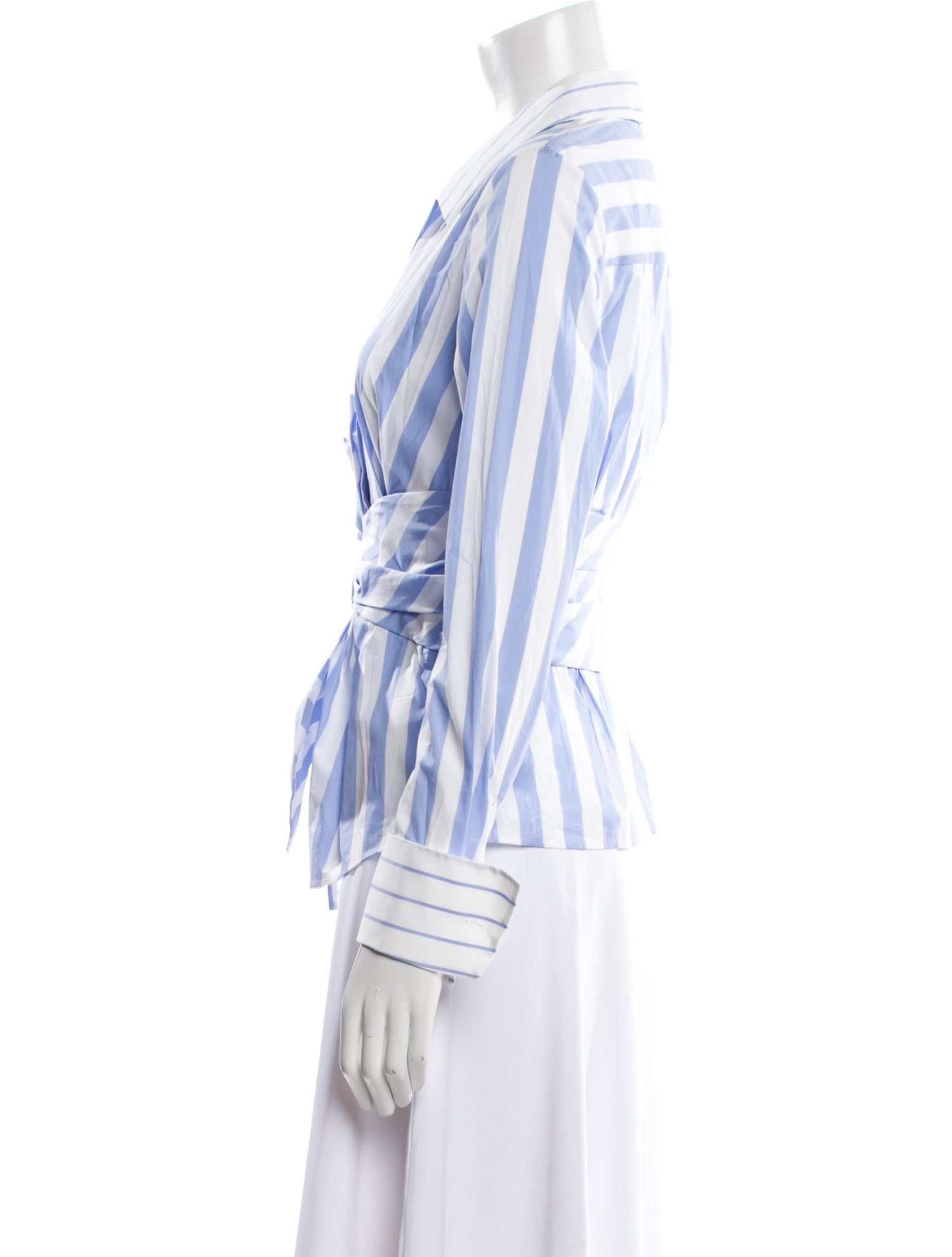 Paule Ka Striped Long Sleeve Button-Up Top