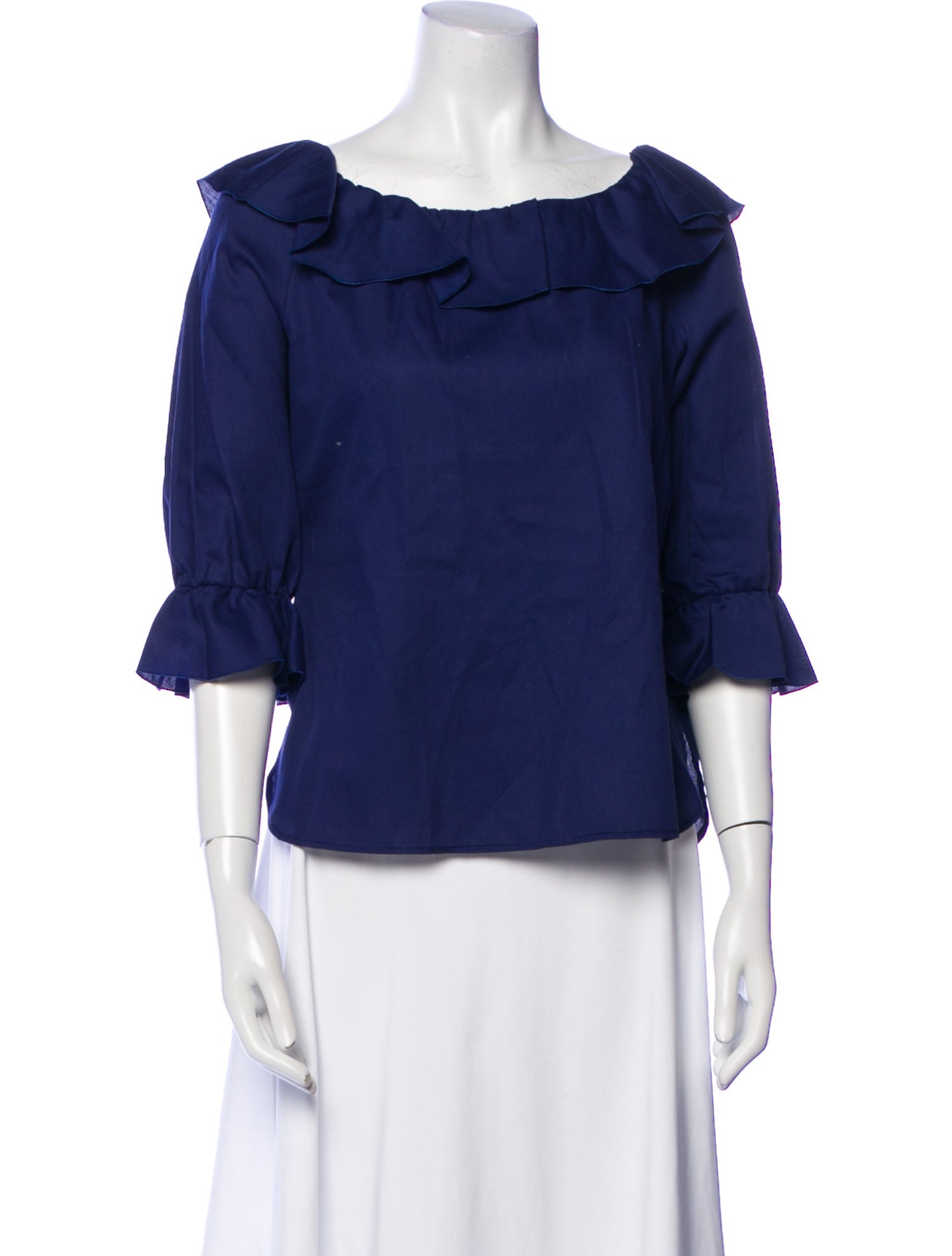 Paule Ka Scoop Neck Three-Quarter Sleeve Blouse