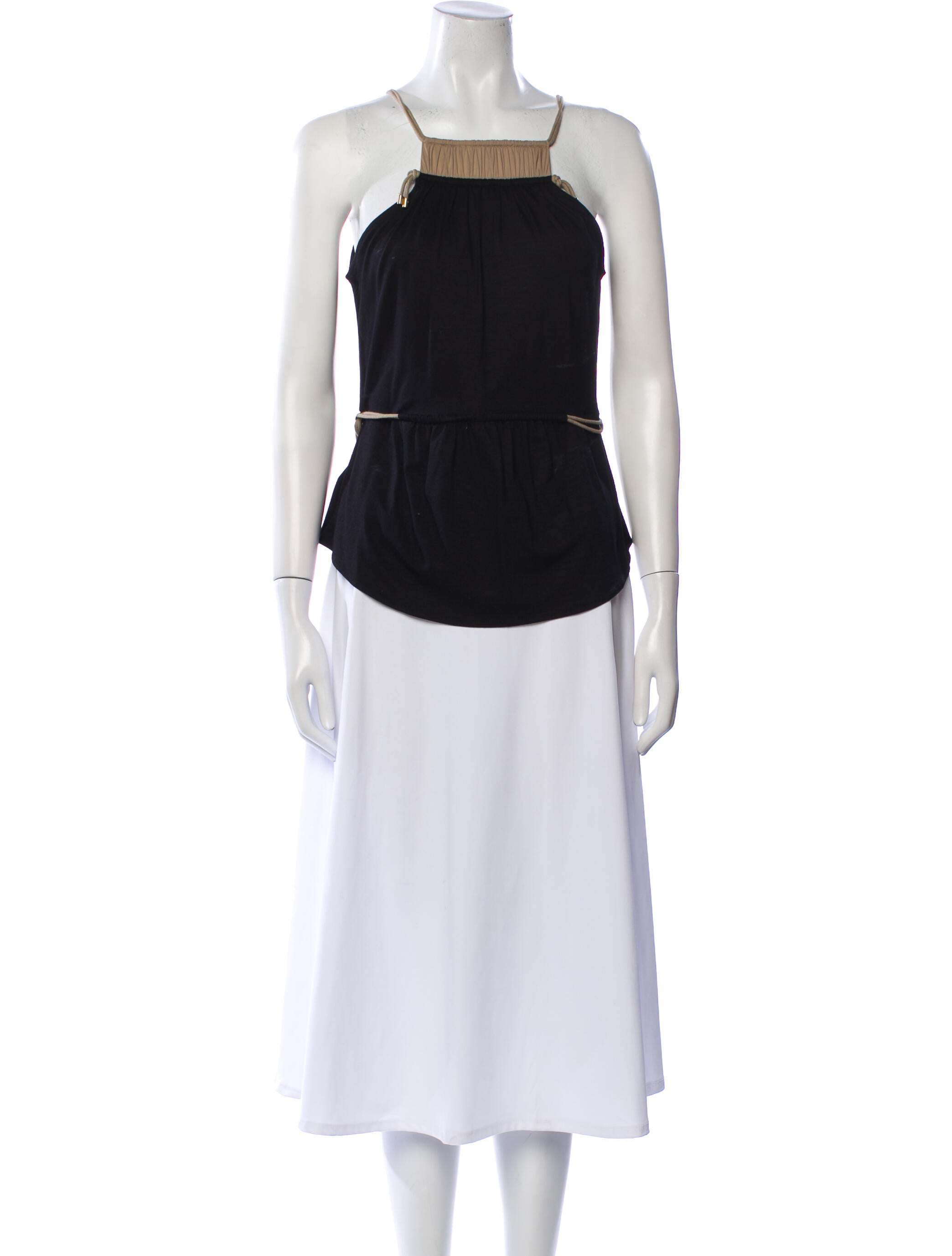 Paule Ka Square Neckline Sleeveless Top