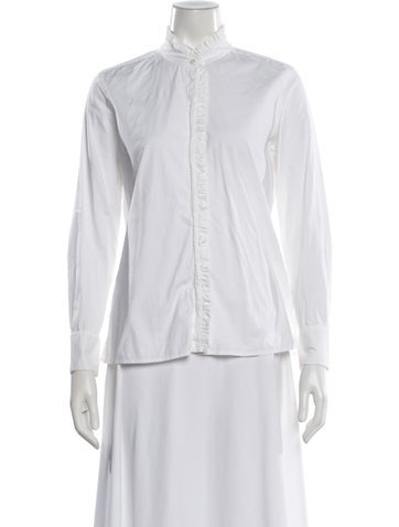 Pre-owned Paule Ka Long Sleeve Blouse In White