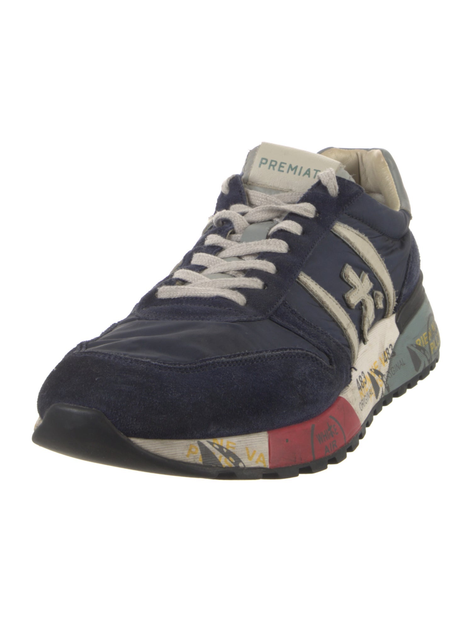 Premiata Suede Colorblock Pattern Sneakers