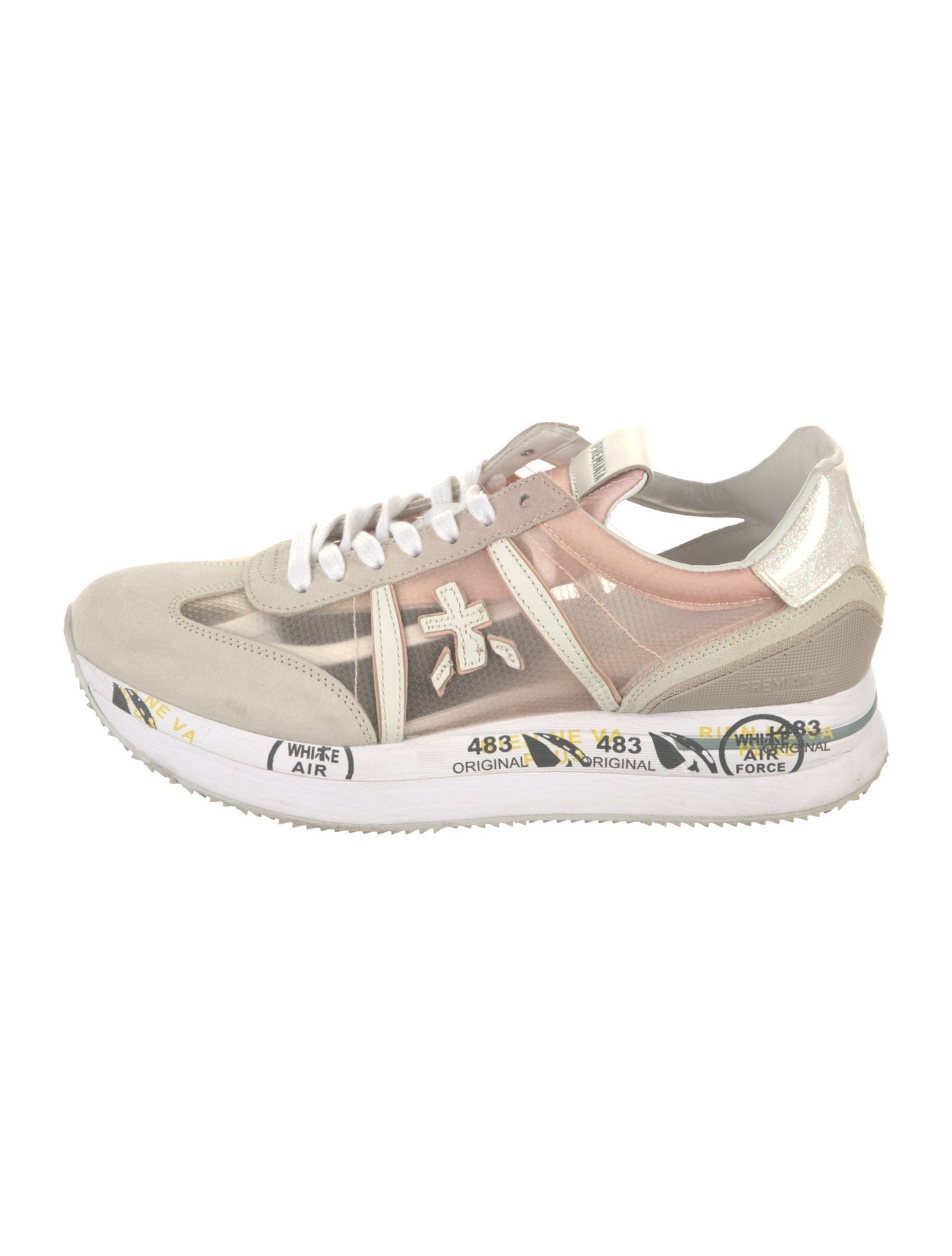 Premiata Mesh Colorblock Pattern Sneakers