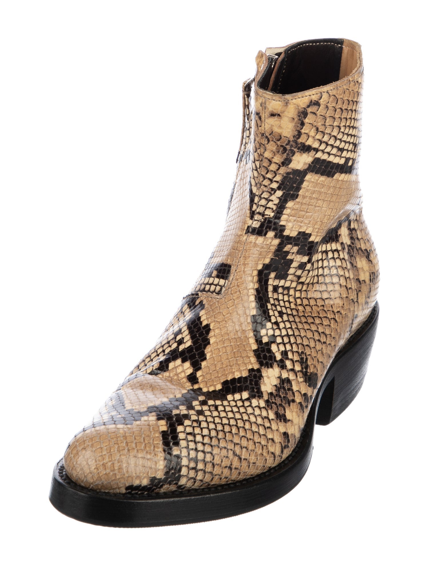 Premiata Embossed Leather Animal Print Boots