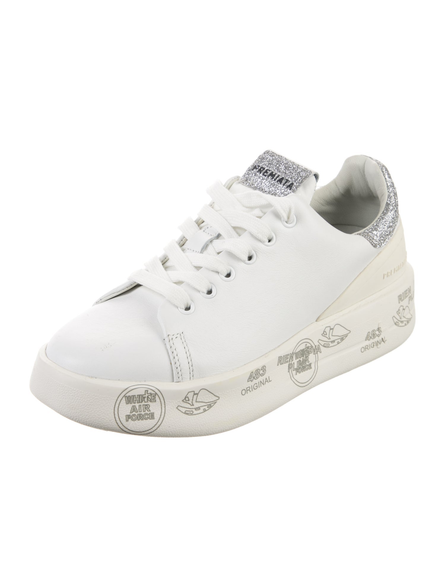 Premiata Leather Glitter Accents Sneakers