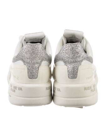 Premiata Leather Glitter Accents Sneakers