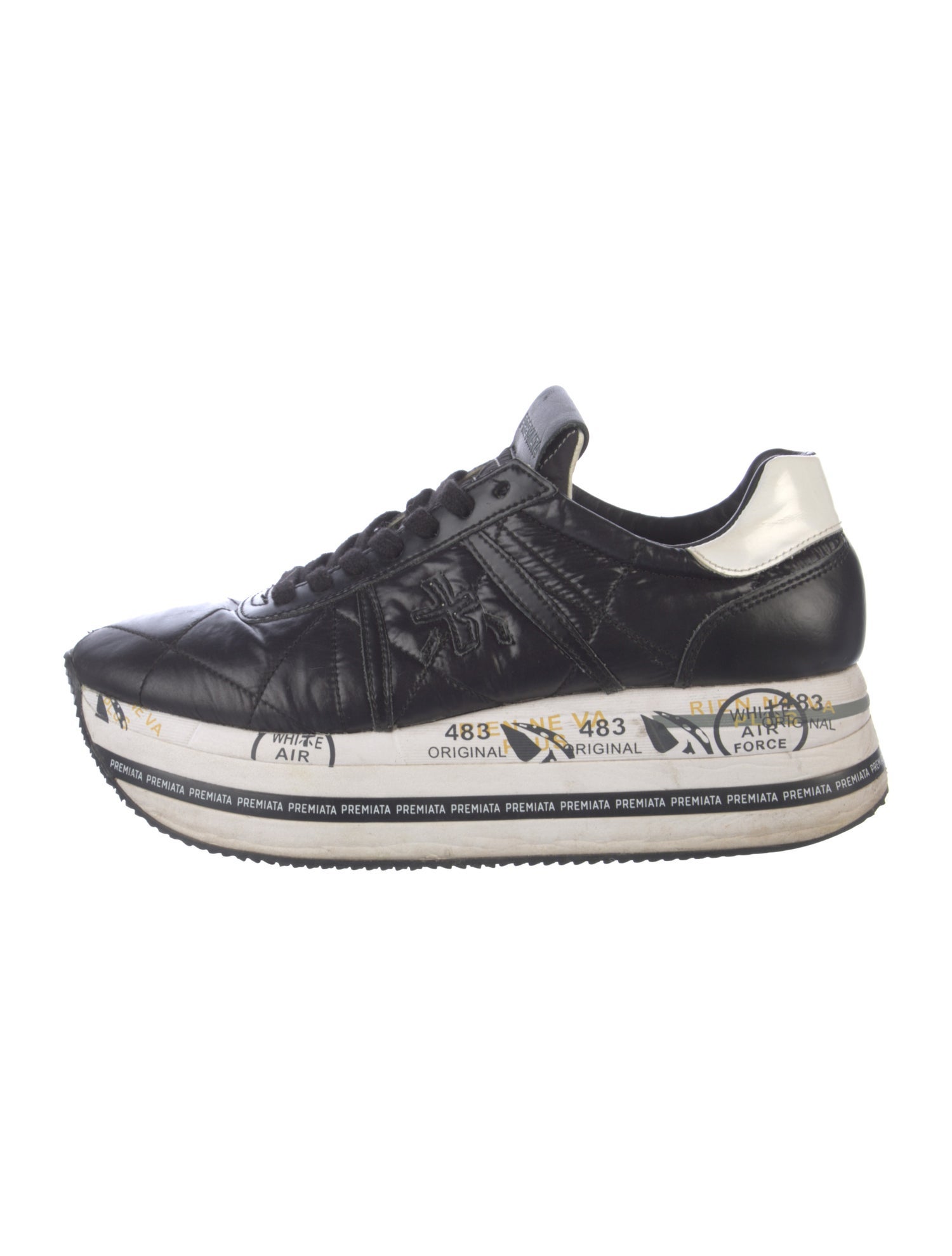 Premiata Leather Colorblock Pattern Sneakers