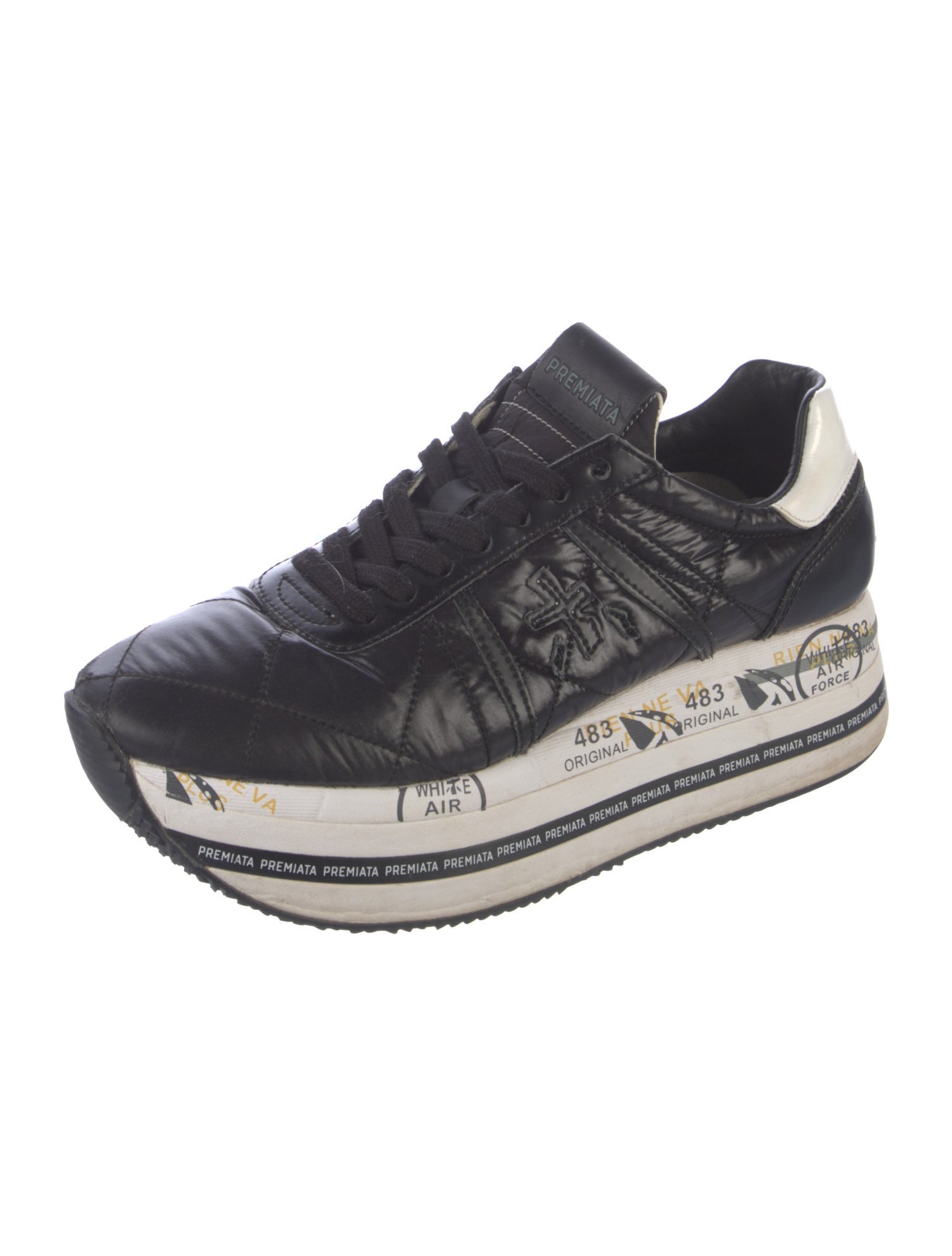 Premiata Leather Colorblock Pattern Sneakers
