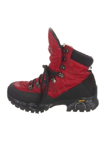 Pre-owned Premiata Nylon Colorblock Pattern Hiking Boots In Red