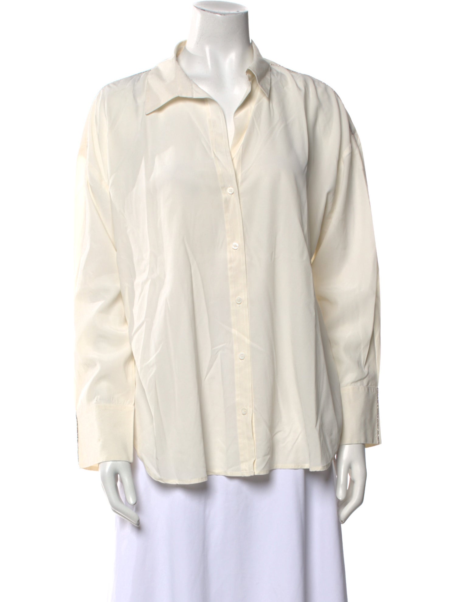 Peserico Silk Long Sleeve Button-Up Top