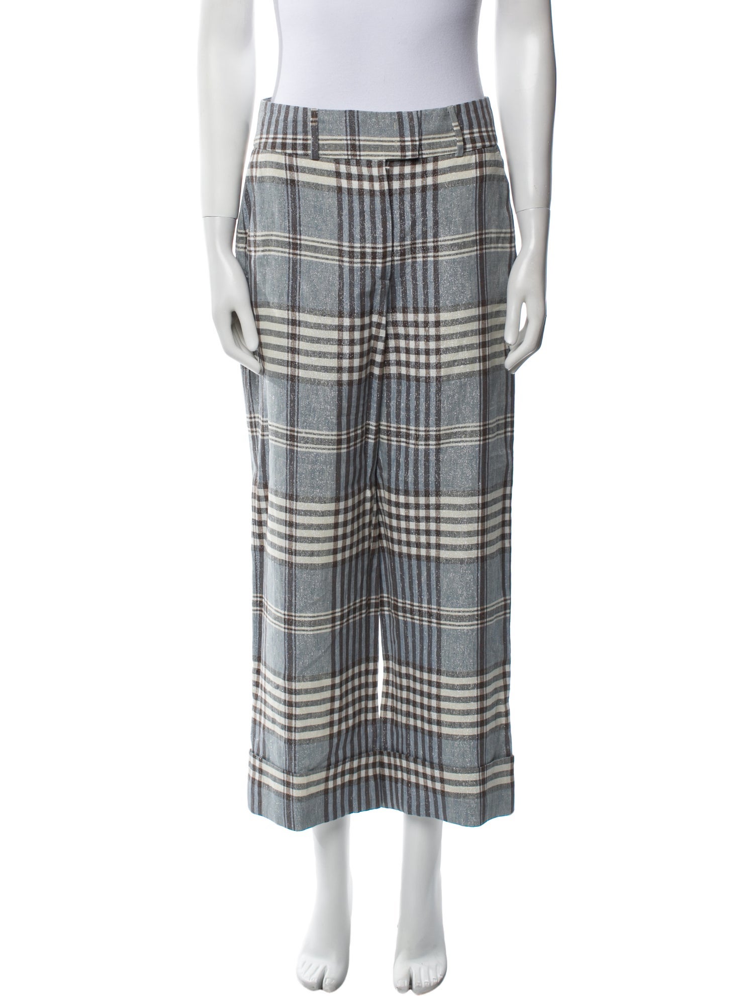 Peserico Plaid Print Wide Leg Pants