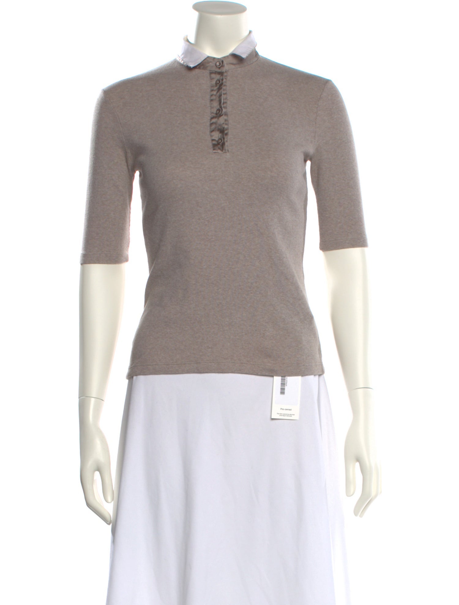 Peserico Mock Neck Three-Quarter Sleeve Polo