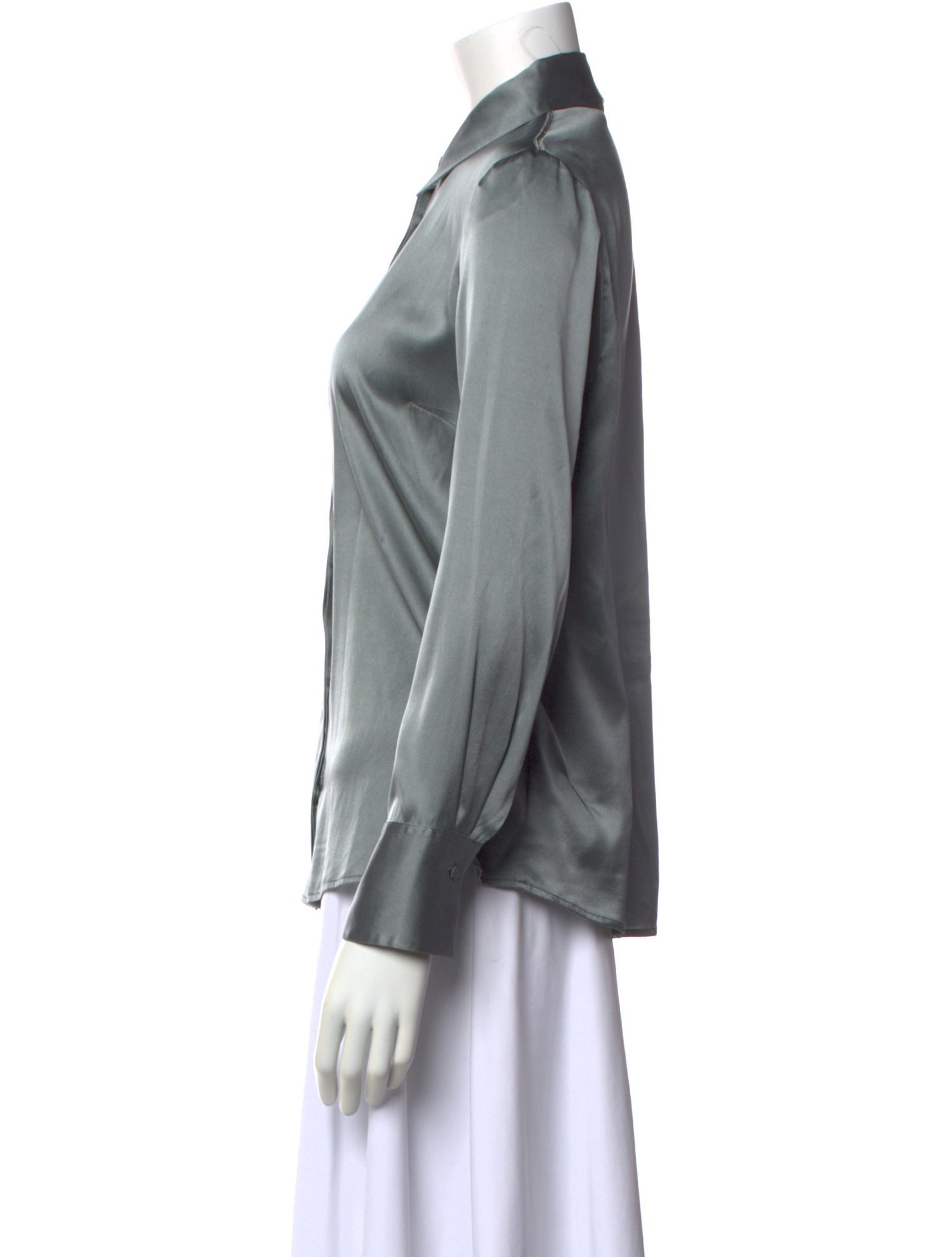 Peserico Silk Long Sleeve Button-Up Top