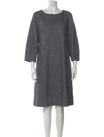 Pre-owned Peserico Wool Knee-length Dress In Gray