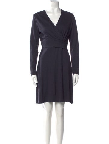 Pre-owned Peserico V-neck Mini Dress In Blue