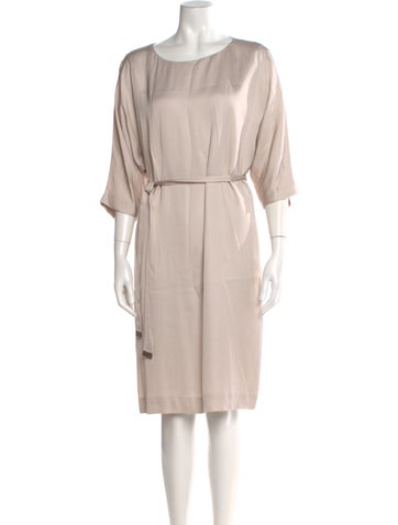 Pre-owned Peserico Bateau Neckline Knee-length Dress In Neutral