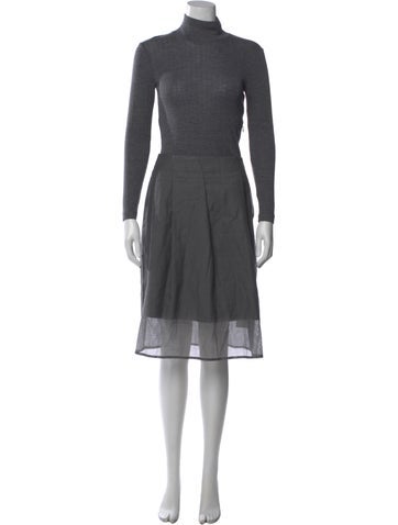 Pre-owned Peserico Turtleneck Midi Length Dress W/ Tags In Gray