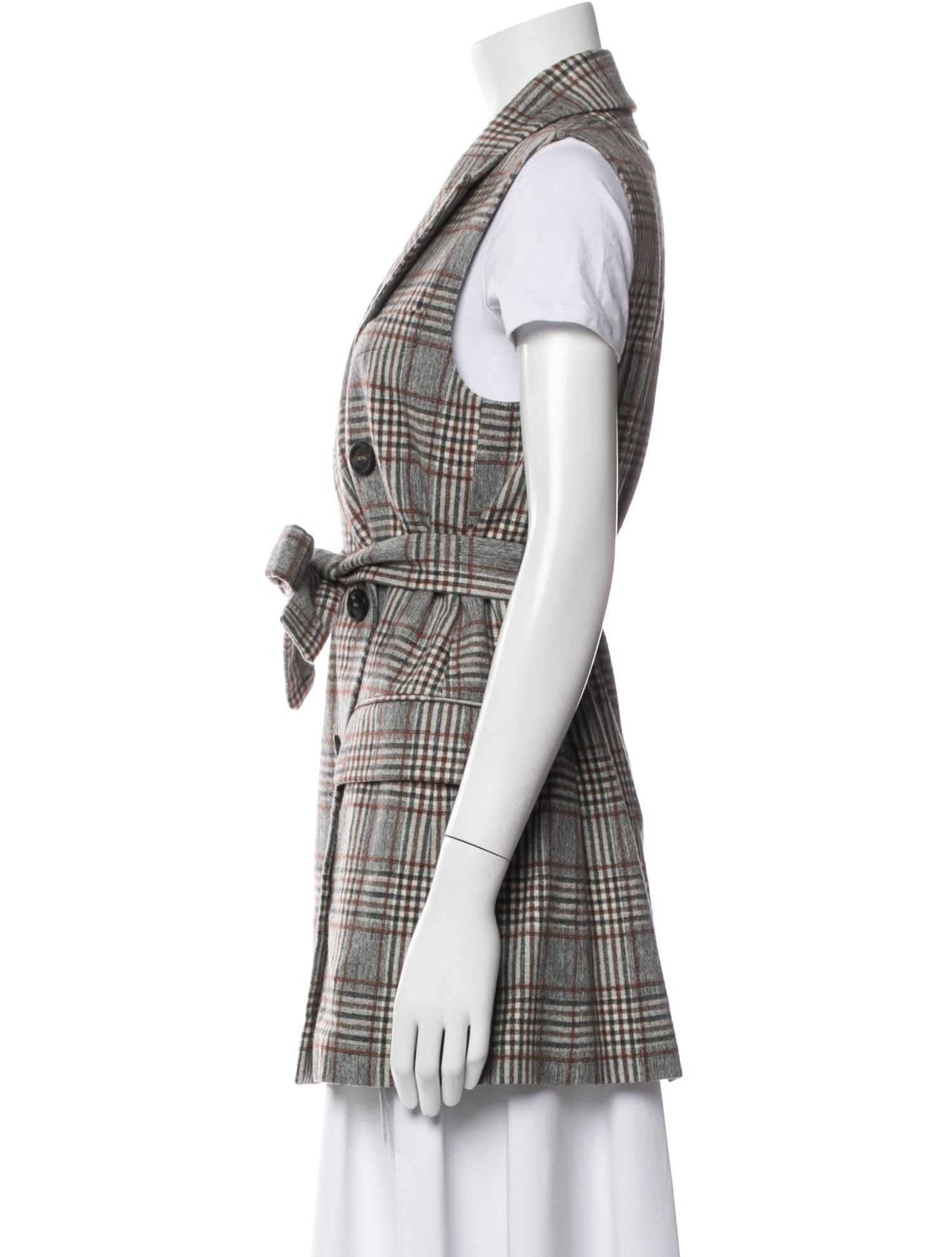 Peserico Virgin Wool Plaid Print Vest
