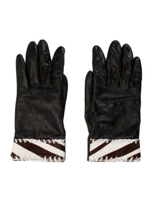 Portolano Leather Gloves With Stripes Trim.