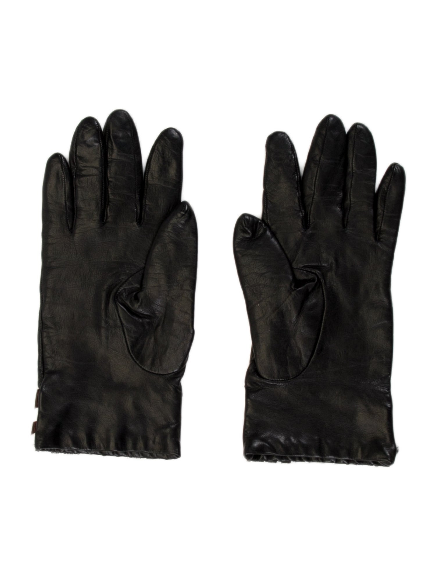 Portolano Leather Gloves With Stripes Trim.