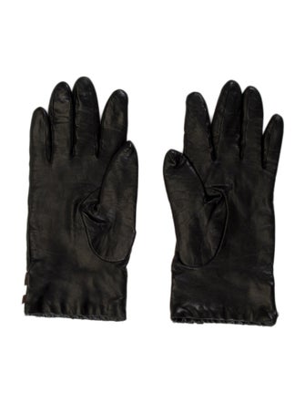 Portolano Leather Gloves With Stripes Trim.