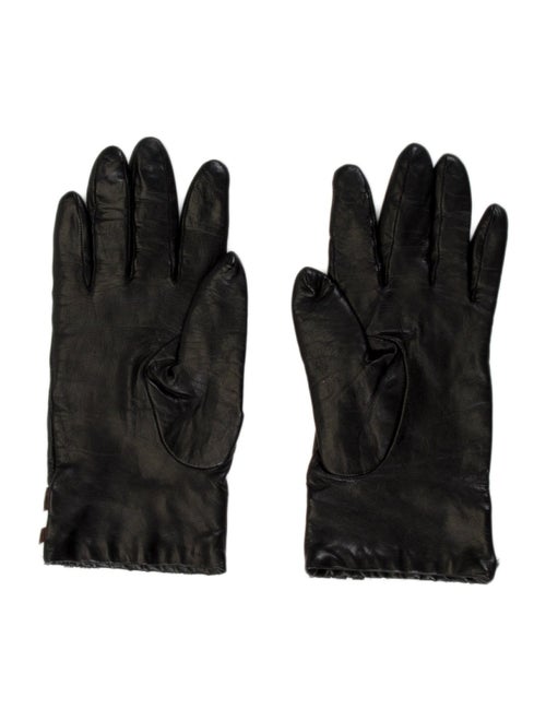 Portolano Leather Gloves With Stripes Trim.