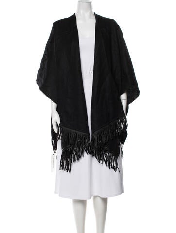 Pre-owned Portolano Wool Shawl In Black