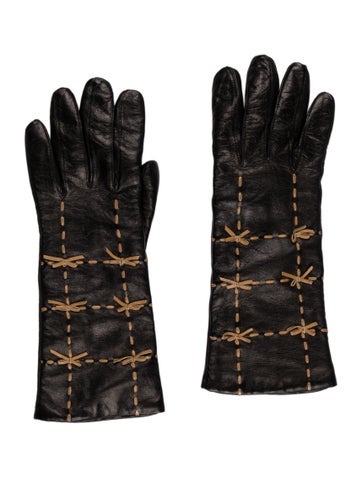 Pre-owned Portolano Bow Hand Gloves In Brown