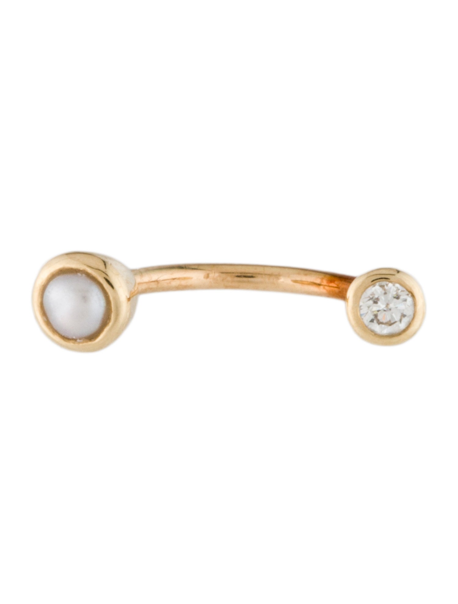 Pamela Love 14K Pearl & Diamond Gravitation Hook Single Earring