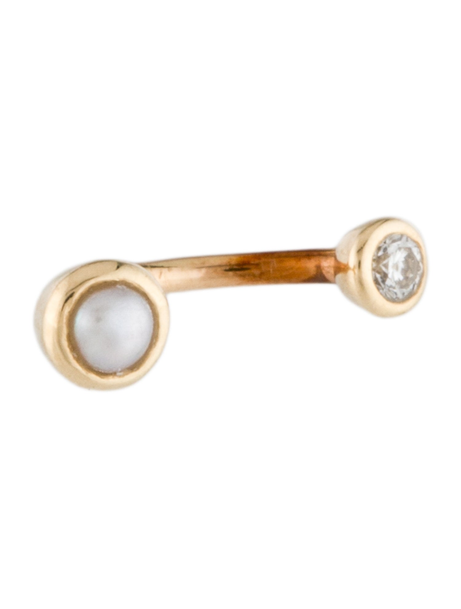 Pamela Love 14K Pearl & Diamond Gravitation Hook Single Earring