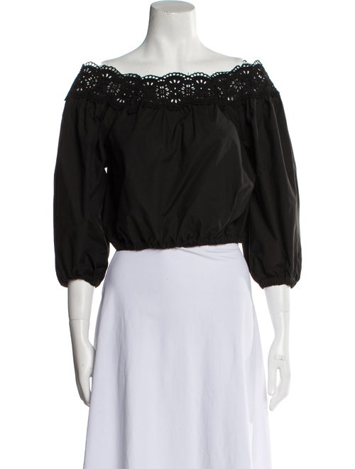 P.A.R.O.S.H. Off-The-Shoulder Three-Quarter Sleeve Crop Top