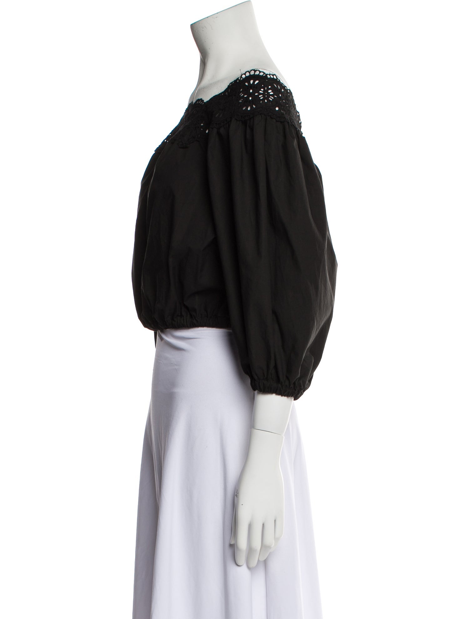 P.A.R.O.S.H. Off-The-Shoulder Three-Quarter Sleeve Crop Top