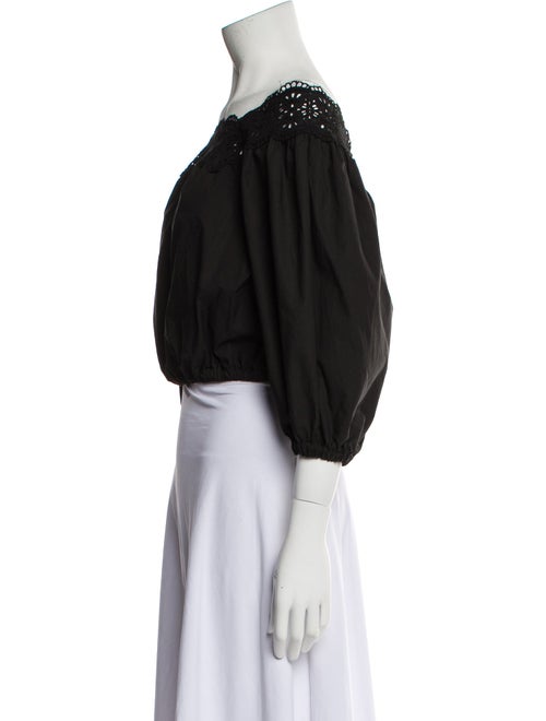 P.A.R.O.S.H. Off-The-Shoulder Three-Quarter Sleeve Crop Top