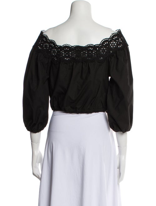 P.A.R.O.S.H. Off-The-Shoulder Three-Quarter Sleeve Crop Top