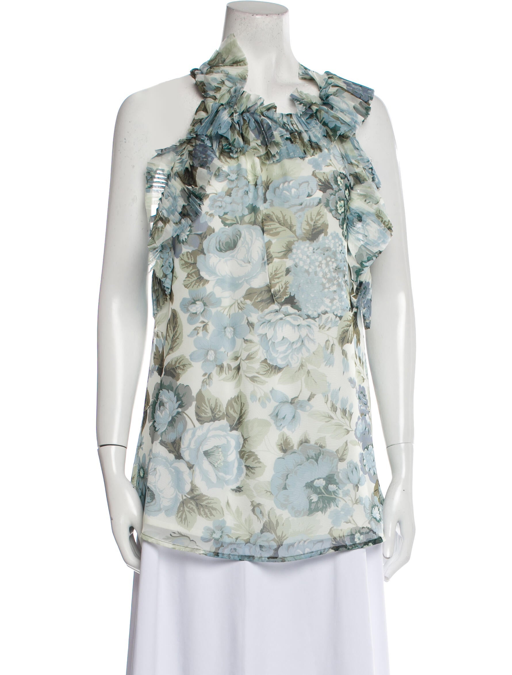 P.A.R.O.S.H. Floral Print Cowl Neck Blouse