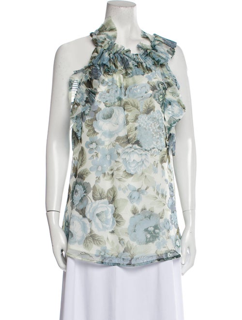 P.A.R.O.S.H. Floral Print Cowl Neck Blouse