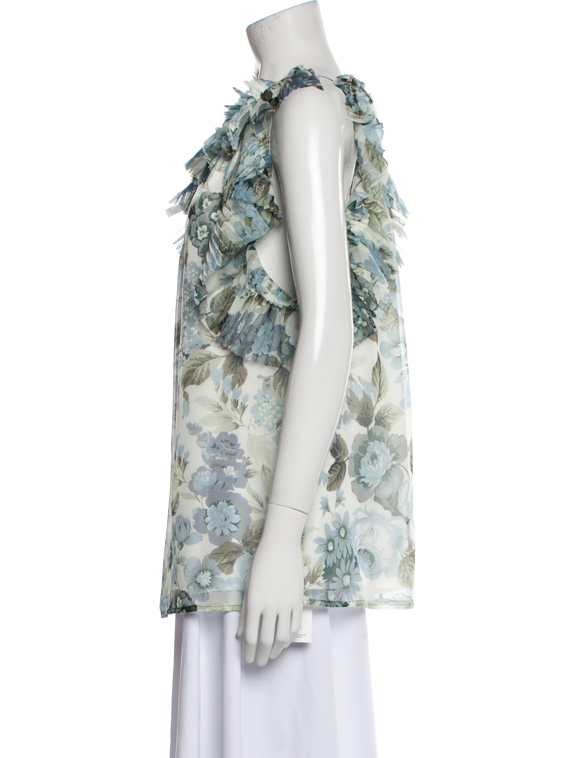 P.A.R.O.S.H. Floral Print Cowl Neck Blouse