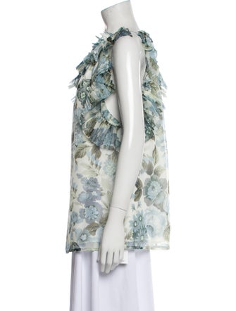 P.A.R.O.S.H. Floral Print Cowl Neck Blouse