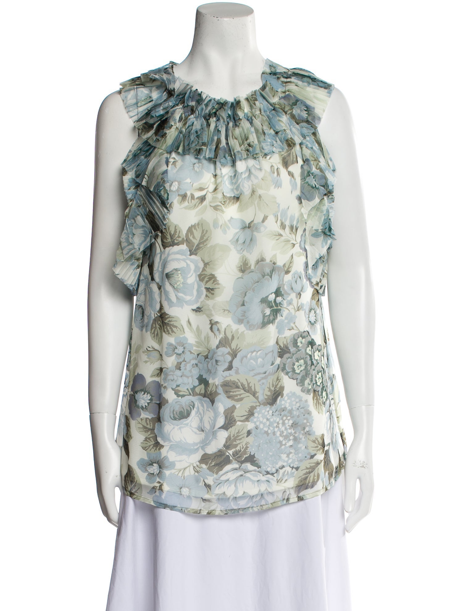 P.A.R.O.S.H. Floral Print Cowl Neck Blouse